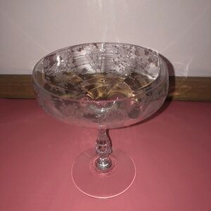 ROSE POINT CRYSTAL CANDY DISH OR CHAMPAGNE GLASS-VINTAGE-PERFECT CONDITION-1940s
